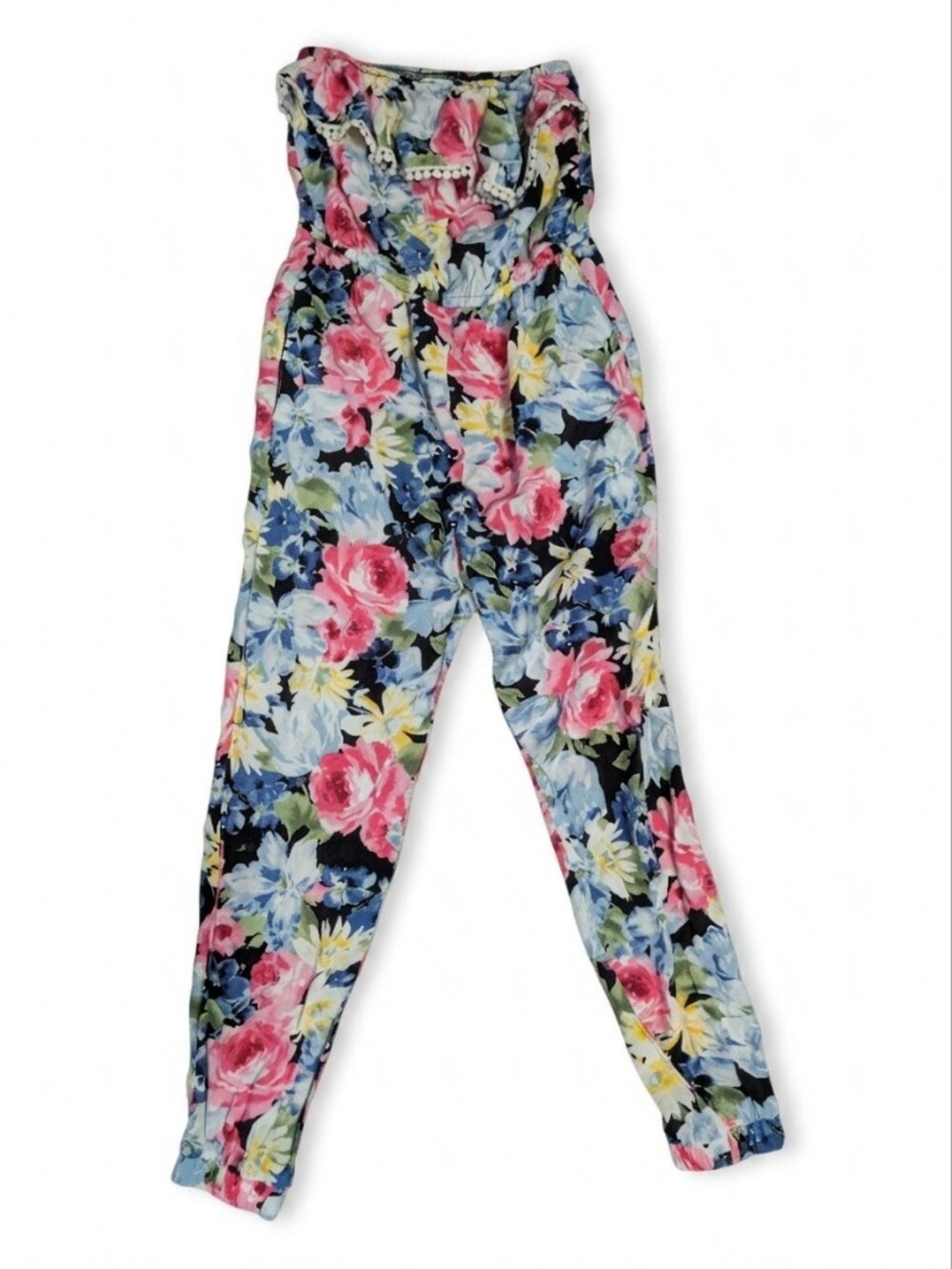 Abercrombie Kids Girls Small Floral Jumpsuit Pink Blue Yellow Elastic Waist